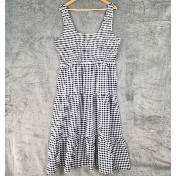 Womens Dress XXL Country Cottagecore Tiered Gingham Plaid Check Maxi Pockets - Picture 1 of 7